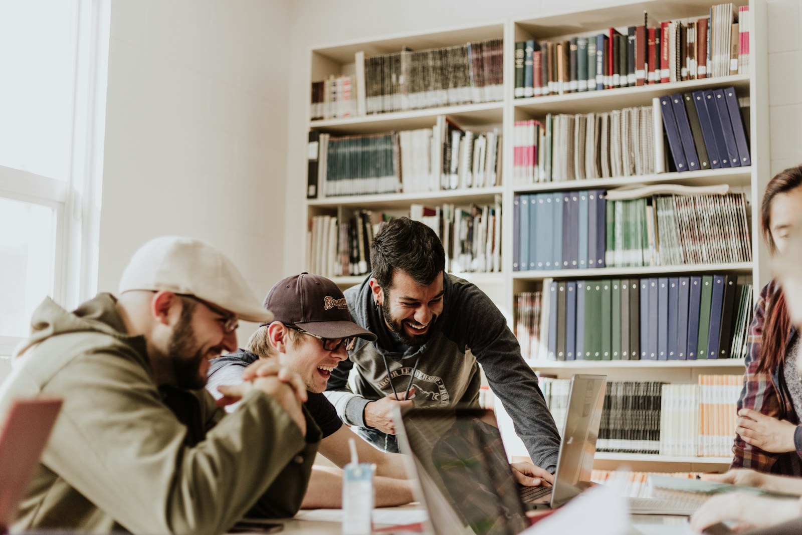 University students studying together in a campus library